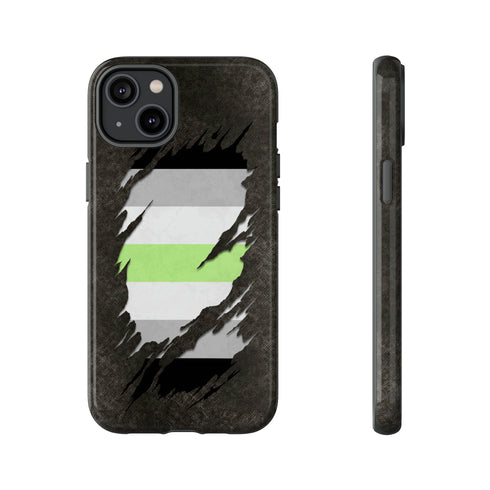 Agender Pride Flag Ripped Reveal Tough Case